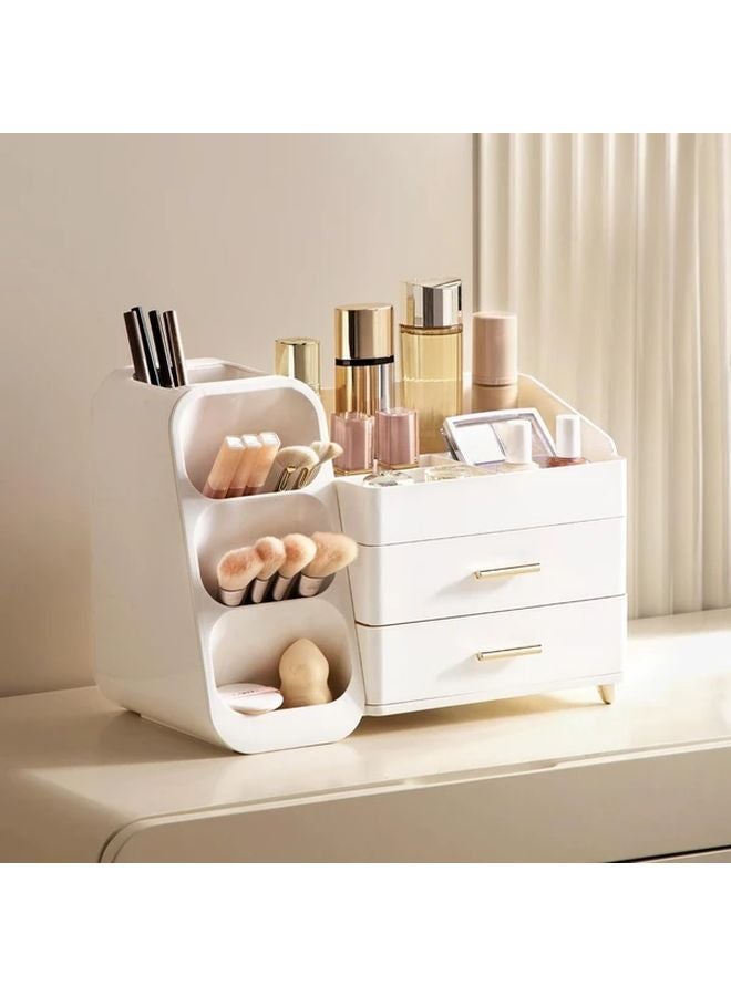 Large Black Makeup Organizer with Brush Holder Vanity Bathroom Countertop Storage - Image 4